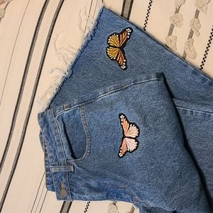 y2k Style High Waisted Butterfly Embroidery Wide Leg Jeans